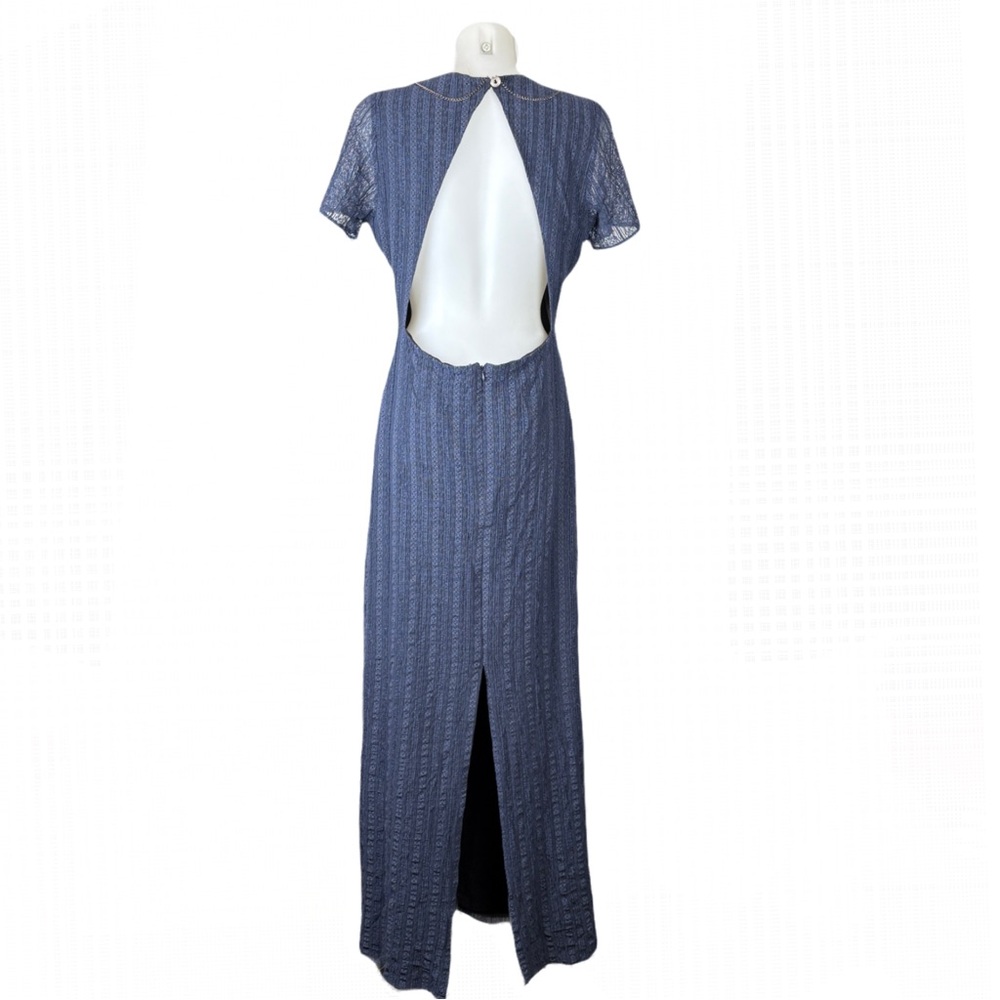 Anthropologie Brand M VK by Korovilas Blue Backless Beaded Collar Maxi Dress - Picture 5 of 9